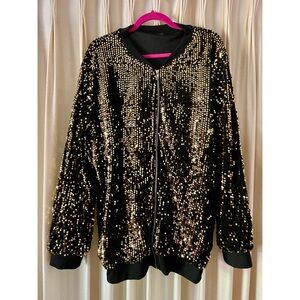 In’Voland Black Sequin Bomber Jacket Plus 22W Golden Knights Games